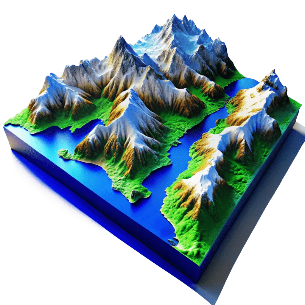 New Zealand Landscape 3D Model, New Zealand NZeTA
