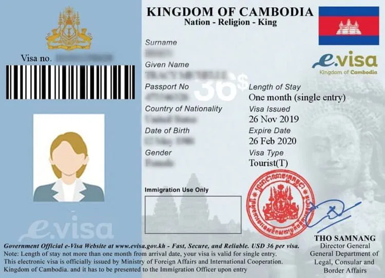 Example: Cambodia eVisa